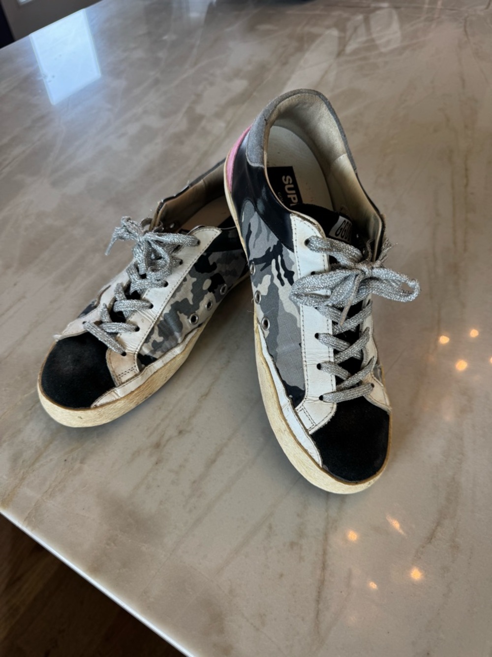Golden Goose super star Women's Black, Gray & Pink Camouflage Sneakers